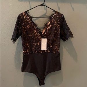 Lucy Wang black lace body suit